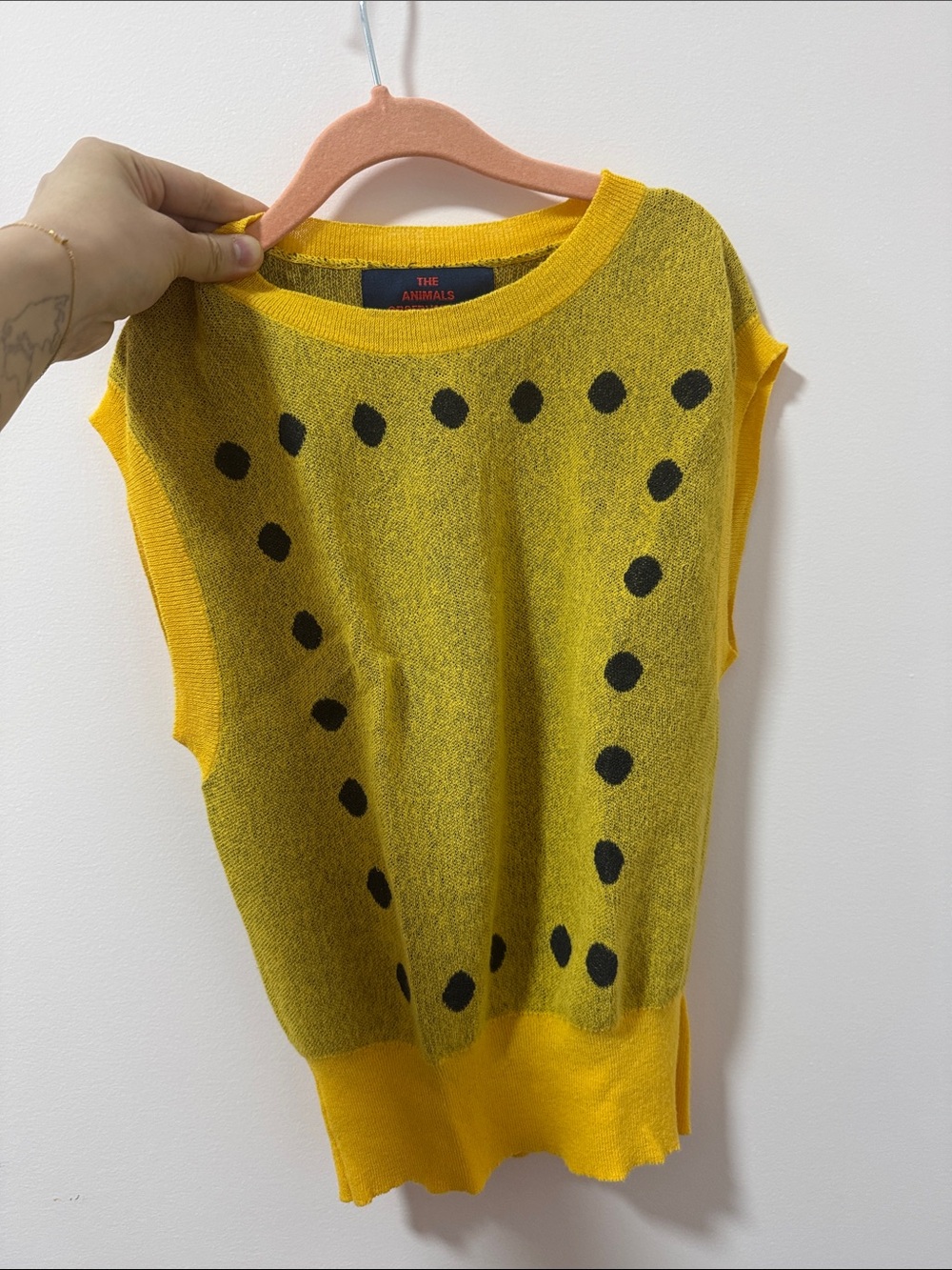 The Animals Observatory Yellow Polka-Dot Kids Knit Top